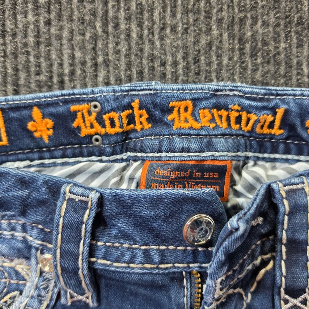 Rock Revival Ankle Skinny Jeans Womens 23 Blue Excellent Sundee Distressed - Picture 9 of 16